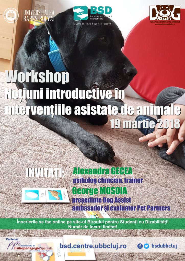 afis Workshop - Noțiuni introductive în intervențiile asistate de animale